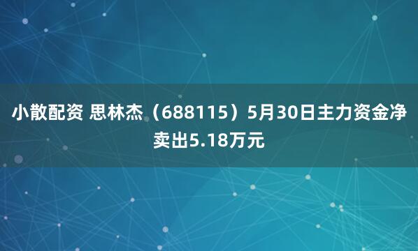小散配资 思林杰（688115）5月30日主力资金净卖出5.18万元