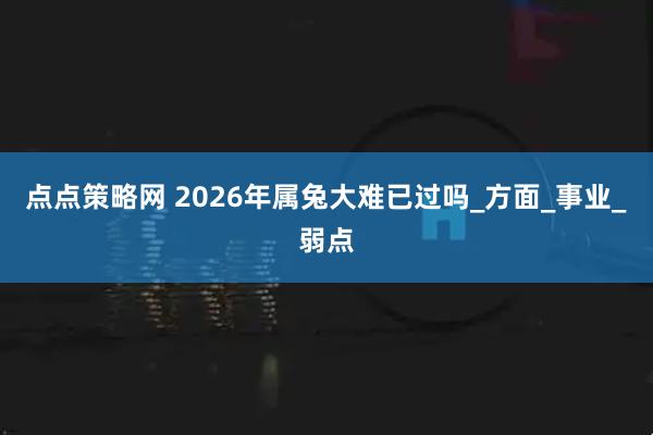 点点策略网 2026年属兔大难已过吗_方面_事业_弱点